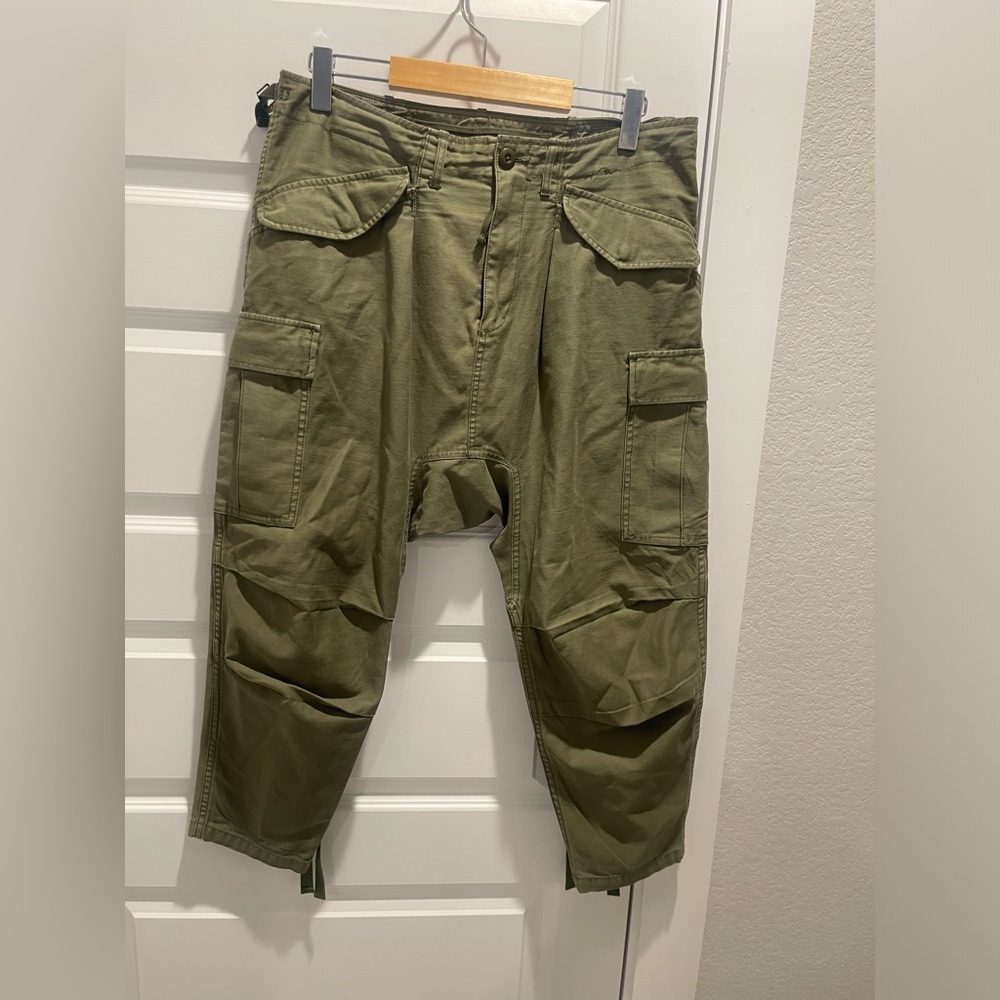 R13 harem cargo drop crotch jean denim Pant - Olive. SIZE 28 - Picture 4 of 14